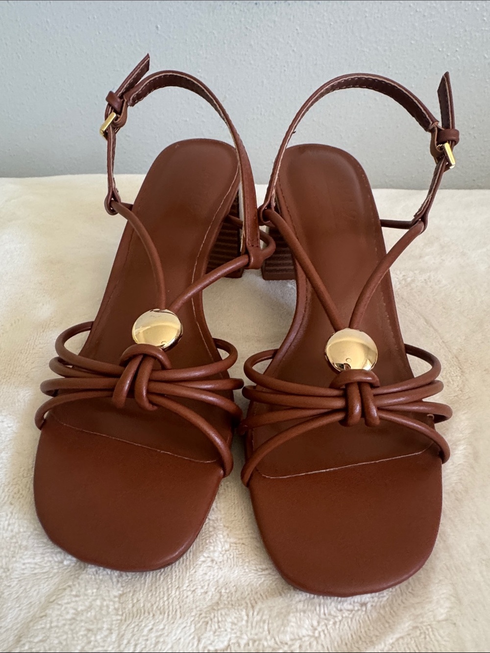 Apt. 9 Brown Strappy Slingback Sandals with Gold Medallion